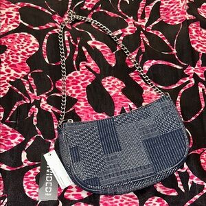 Mini Jean bag on silver chain